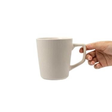 Imagem de XINCHANG Canecas de café de cerâmica rústica - design listrado, perfeito para manhãs aconchegantes (branca)
