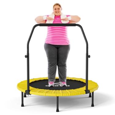 Imagem de CLORIS Trampolim de fitness dobrável de 40 polegadas, mini trampolim rebote com alça de espuma ajustável para crianças/adultos, com capa acolchoada de segurança, melhor presente para criança