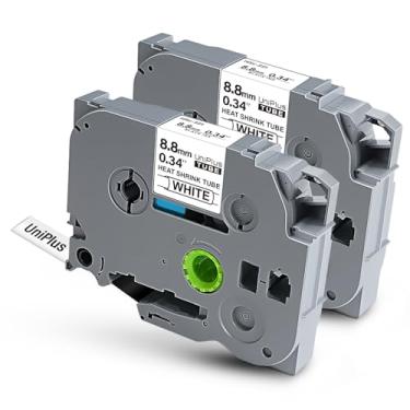 Imagem de UniPlus Compatível com o tubo termorretrátil Brother HSe-221 HSe221 HS-221 HS221 8,8 mm preto sobre branco para etiquetadora PT-D210 PT-D400 PT-E300 PT-E500 PT-P750WVP, pacote com 2 (0,9 cm x 1,5 cm