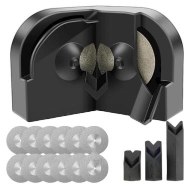 Imagem de Afiador de brocas multiuso, afiador de facas de impacto elétrico, polimento descartável de dupla face para todas as brocas, preto com 12 rodas