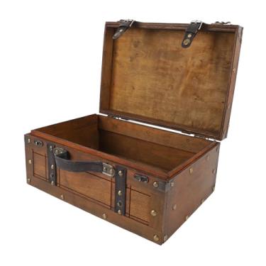 Imagem de Mala de Madeira, Caixa de Armazenamento de Madeira Com Alça, Bolsa de Tronco de Armazenamento de Madeira Multifuncional Vintage Portátil para Roupas, Brinquedos, Adereços de