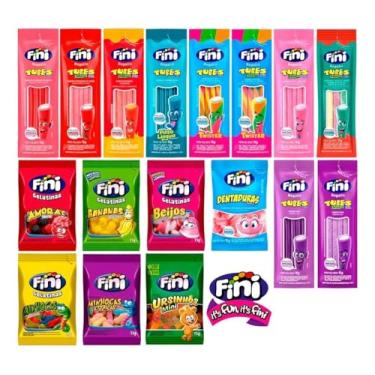 Imagem de Kit Bala Fini Sortido Original 60 unidades de 15g, Gelatinas, Tubes, Citrica