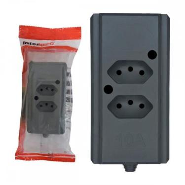 Imagem de Tomada Barra Interneed 2P+T. Cinza 10A. Dupla