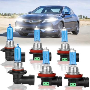Imagem de XRDHJI Adequado para Honda Accord 2013 2014 2015 e 2008-2012 Coupe lâmpadas de farol de halogênio de alto desempenho, farol alto 9005 + farol baixo H11 + kit de substituição de farol de neblina H11,