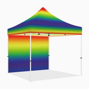 Imagem de Tenda de dossel pop-up 25 x 25 cm com paredes laterais, série ABLEM8CANOPY ULTRA8 tenda de sombra instantânea resistente para uso externo comercial ou evento esportivo, pátio, bagageiro, quintal (arco-íris, 1 parede completa)