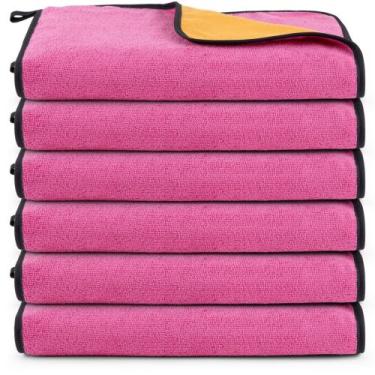 Imagem de Kit 06 Panos Dupla Face Flanela E Microfibra Toalha Limpeza Casa Carro