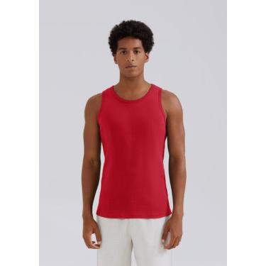 Imagem de Regata Básica Masculina Slim Em Ribana Canelada - Hering, M, Vermelho