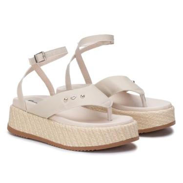 Imagem de Sandália Feminina Papete Plataforma Luna Com Tira de Amarração Asa Delta 909-GG (Off-White, 35)
