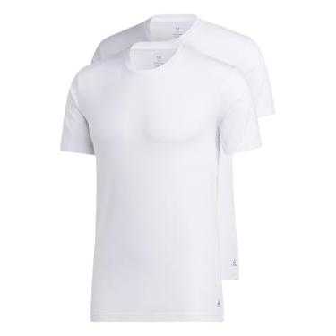 Imagem de adidas Camisetas de algodão elástico gola redonda (pacote com 2) branca/branca