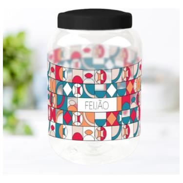 Imagem de Pote Porta Mantimentos Vitral Modelos Diversos Clássico Alimentos Plástico Tampa Rosca Preta (Feijão)