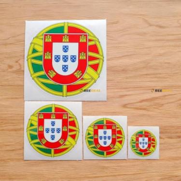 Imagem de Adesivo de vinil com selo da bandeira portuguesa de Portugal - Pacote com 4 brilhantes, 5 cm, 7,6 cm, 10 cm, 15 cm - estilo redondo A para carro, barco, laptop, copo, telefone