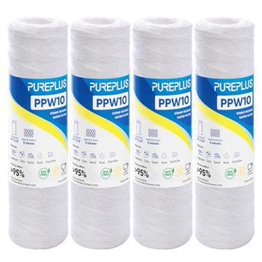 Imagem de PUREPLUS Filtro de sedimentos para toda a casa, 5 mícrons, 25,4 x 6,3 cm, para água de poço, cartucho de substituição para sistema RO universal de 25,4 cm, WP-5, Aqua-Pure AP110, CFS110, Culligan P5