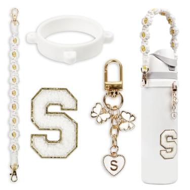 Imagem de Conjunto de pingentes de letras fofas compatível com garrafa de água Owala 680 g, 947 ml, 1,13 g, Owala Kids, copo de café Owala FreeSip – Inclui alça de alça, para acessórios Owala & Stanley Cup