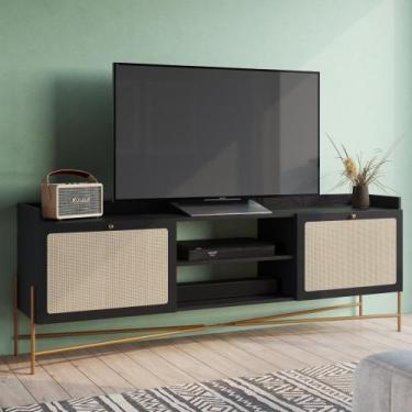 Imagem de Rack oslo 2 portas mdf hanover ou nero base metal dourada - artesano, 