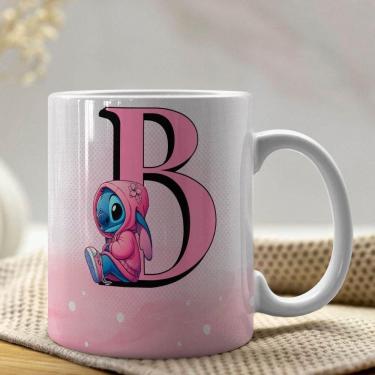 Imagem de Caneca De Porcelana Stitch Letras A-z 325ml Rosa B