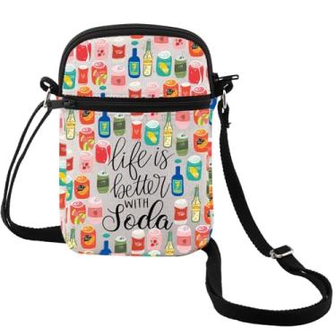 Imagem de MEIKIUP Bolsa tiracolo para bebidas refrigerantes, Life is Better With Soda, presente para amantes de refrigerantes, bebidas geladas, presente de clube social, Better Soda Cb, Moderno