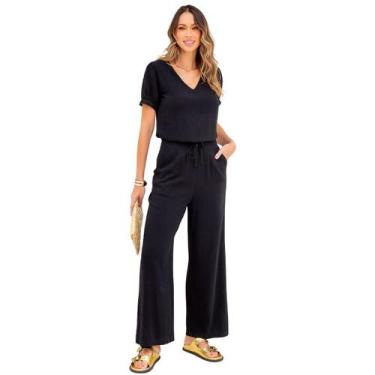Imagem de Conjunto Blusa e Calça Pantalona Lisa Feminina em Linho com Viscose El