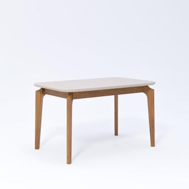 Imagem de Mesa Ficus 77cm x 80cm x 130cm Tampo em MDF Madeira/Off White