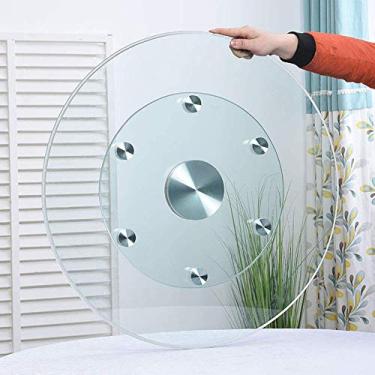 Imagem de Toca-discos de vidro temperado 60 cm 80 cm giratório para cozinha mesa de jantar prato de servir bandeja giratória transparente redonda