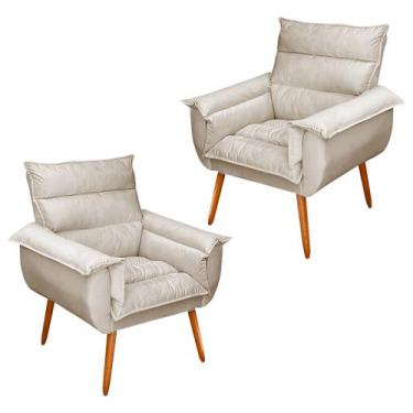 Imagem de Kit 02 Poltronas Decorativas Modernas Sala e Recepção Monza Pés Palito