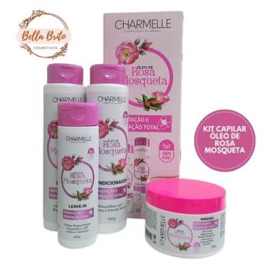 Imagem de Kit capilar óleo de rosa mosqueta brilho e maciez - 4 itens charmelle
