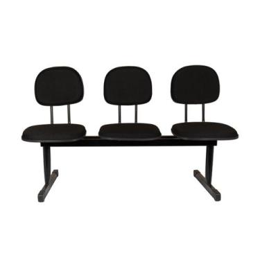 Imagem de Cadeira longarina secretaria reta 3 lugares preta - PopMov
