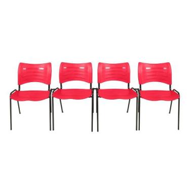 Imagem de Kit com 4 Cadeiras Iso turim plastica Igreja Recepção Escola Vermelha 