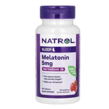 Imagem de Melatonina Importada 5mg 90 Tabletes Sublingual sabor morango Natrol - Importado Original usa