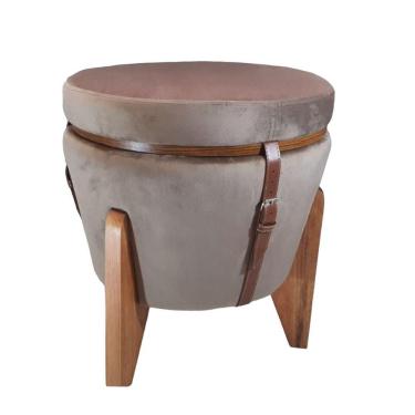 Imagem de Puff Baú Mesa De Centro Veludo Café Com Leite