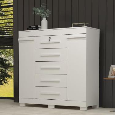 Imagem de Cômoda 120cm 2 Portas 5 Gavetas 100% Mdf Coleus Espresso Móveis