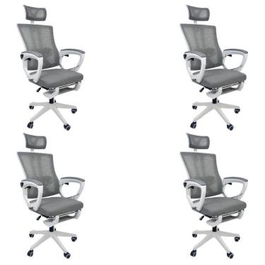 Imagem de Kit 4 Cadeiras de Escritório Presidente Executiva Oficial Paris Cinza