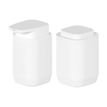 Imagem de Kit Pia Banheiro Lavabo Porta Sabonete Líquido Álcool Em Gel Porta Algodão Cotonete Premium Ou (Branco)