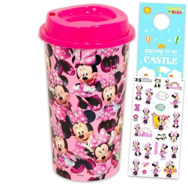 Imagem de Disney Conjunto de copos de viagem Minnie Mouse - Pacote com tampas, adesivos e mais | Canecas de viagem Minnie Mouse para meninas, adolescentes, adultos