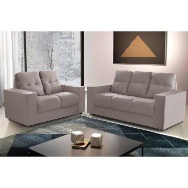 Imagem de Sofá Roma 5 Lugares, Conjunto 3 E 2 - De Casa Décor E Estofados Cinza Claro