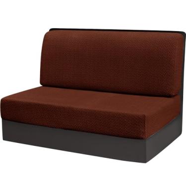 Imagem de Capa de almofada elástica jacquard para sala de jantar, proteção lavável, assento de dois lugares, banco de carro, capa de restaurante, marrom escuro, 1 conjunto