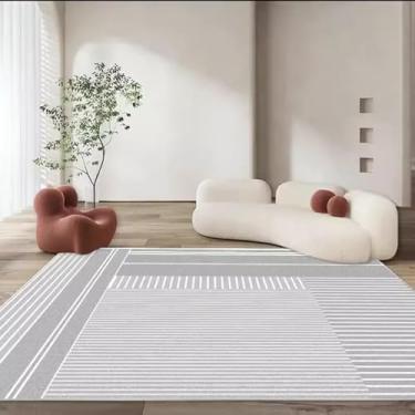 Imagem de Tapete para sala de estar, mesa de centro luxuosa, tapete preto e branco, moderno e minimalista, cobertor de cabeceira para quarto (80 x 120 cm (2,6 x 3,9 pés/X-SJR 12))