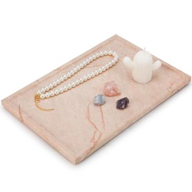 Imagem de Bandeja de mármore natural realmente luxuosa – Bandeja de mármore de 30 x 20 cm para exibição de perfume, organizador de joias, banheiro e decoração de casa - Bandeja de pedra antiderrapante