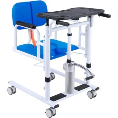 Imagem de Cadeira elevatória de transferência de pacientes com assento dividido em 180° e cadeira de rodas penico - Elevador hidráulico de paciente para cadeira de transporte doméstico altura ajustável para