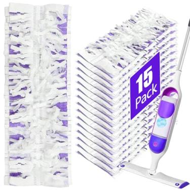 Imagem de Pacote com 15 refis de esfregão descartáveis para SwifferPowerMop, substituição com refis de esfregão elétrico, almofadas de esfregão elétrico, refis de spray PowerMop para limpeza de piso