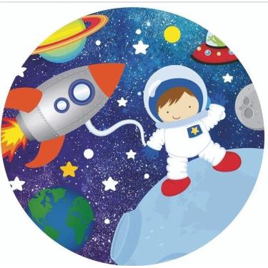 Imagem de Painel Redondo 3D Sublimado Astronauta E Galáxia Frd-1258