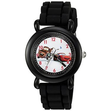 Imagem de DISNEY Relógio Pixar Carros Relâmpago McQueen para crianças 3-5, relógio de carros para meninos, relógios analógicos, brinquedos Lightning McQueen, crianças, bisel preto e pulseira preta, Carros