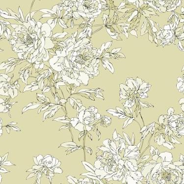 Imagem de Wallderful Papel de parede floral amarelo creme vintage peônia flor contato papel de parede autoadesivo botânico removível para armários de quarto, berçário, bancada, papel de parede princesa