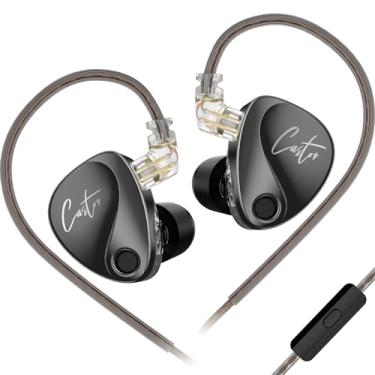 Imagem de Fones de ouvido KZ Castor Hi-Fi, fones de ouvido estéreo KZ Dual Dynamic Driver, cabo de 0,75 mm, fone de ouvido intra-auricular ajustável (preto (baixo), com microfone)