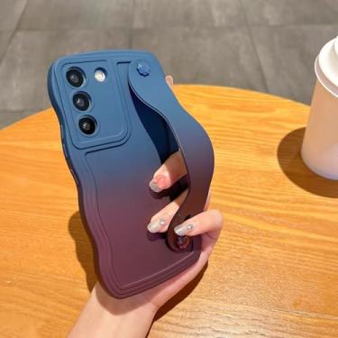 Imagem de MVVKKY Para Samsung S24 Ultra Case Alça de Pulso Corrente de Mão Gradiente Cor Soft Silicon Cases Cover (Para Samsung S24 Ultra/NavyMZWD)