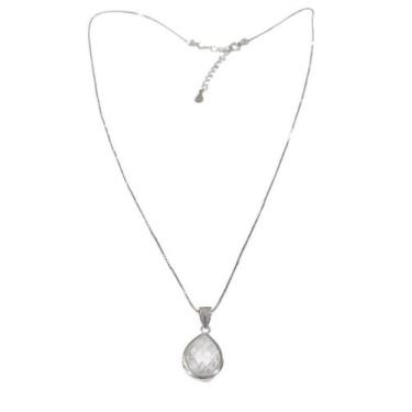 Imagem de Colar Prata Veneziana Ródio Ponto De Luz Gota Facetada