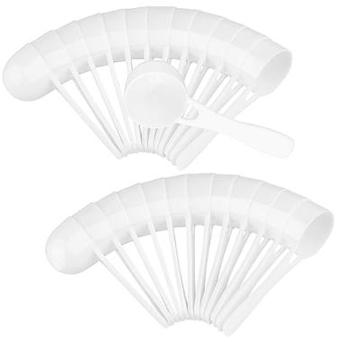 Imagem de BOSMIOW 25 peças de colheres de leite em pó de plástico de 5 g colheres de chá brancas medidoras de pó de proteína de fundo redondo colheres de sopa de cabo longo para café, alimentos para animais de