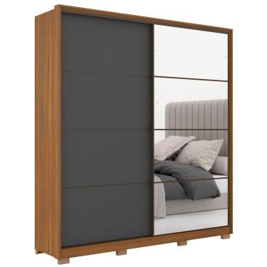 Imagem de Guarda Roupa Casal Com Pés 2 Portas 1 Com Espelho 3 Gavetas Belga D02 Amendola-grafito - Mpozenato