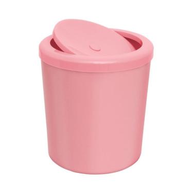 Imagem de Lixeira Com Tampa Basculante Para Banheiro Cozinha 5litros Haus - Rosa