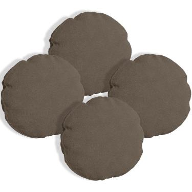 Imagem de Kit 4 Almofadas Bolacha Redonda Cookie Veludo Marrom