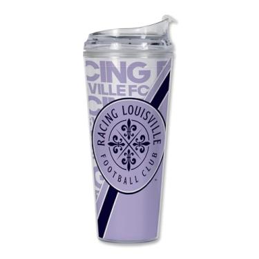 Imagem de Rico Industries Copo de acrílico NWSL Racing Louisville FC 680 g com tampa articulada, copo de parede dupla oficialmente licenciado com canudo
